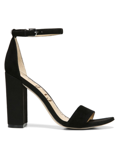 Shop Sam Edelman Women's Yaro Ankle-strap Suede Sandals In Black Suede