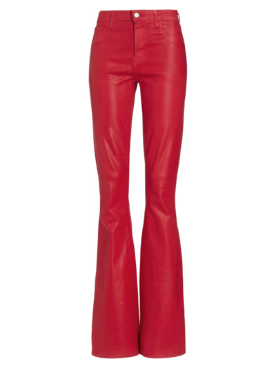 Shop L Agence Women's Marty Coated Boot-cut Jeans In Tango Red Coated