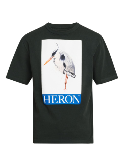 Shop Heron Preston Men's Heron Bird Painted T-shirt In Black Blue