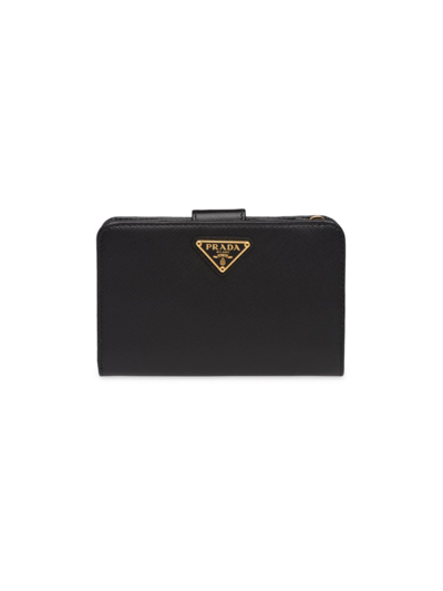 Shop Prada Women's Small Saffiano Leather Wallet In Black