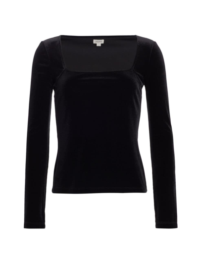Shop L Agence Women's Kinley Velvet Square Neck Top In Black