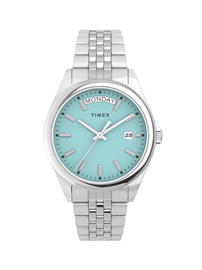 Shop Timex Men's Waterbury Stainless Steel Bracelet Watch In Silver