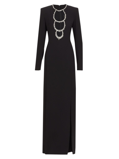 Shop Zuhair Murad Women's Embellished Cady Cut-out Gown In Black Silver