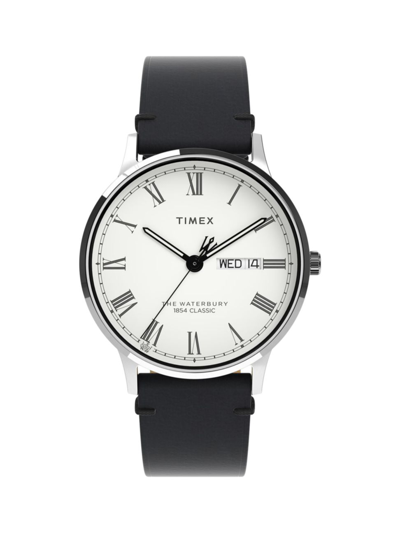 Shop Timex Men's Waterbury Classic Stainless Steel & Leather Strap Watch In Black