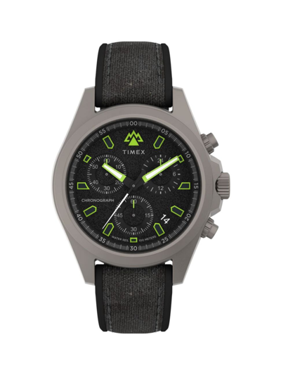 Shop Timex Men's Field Post Expedition North Stainless Steel & Silicone Strap Chronograph Watch/43mm In Black