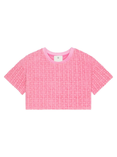 Shop Givenchy Women's Cropped T-shirt In 4g Cotton Towelling Jacquard In Old Pink