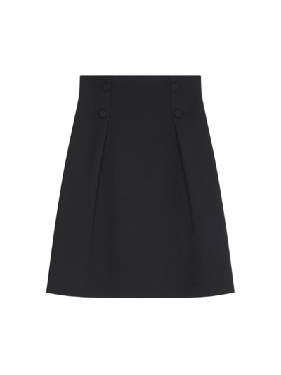 Shop Givenchy Women's Skirt With Buttons In Tricotine Wool In Black