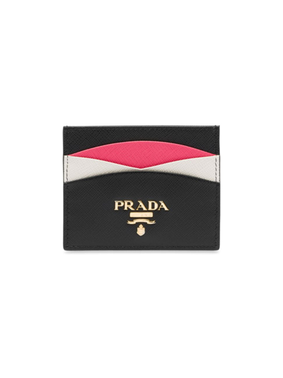 Shop Prada Women's Saffiano Leather Card Holder In Black