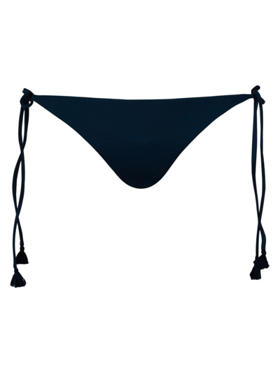 Shop Johanna Ortiz Women's Sullencotton Tasseled Bikini Bottom In Navy