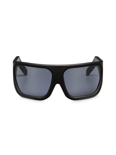 Shop Rick Owens Men's Davis 60mm Shield Sunglasses In Black