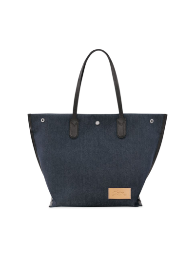 Shop Longchamp Women's Essential Large Cotton Denim Tote Bag