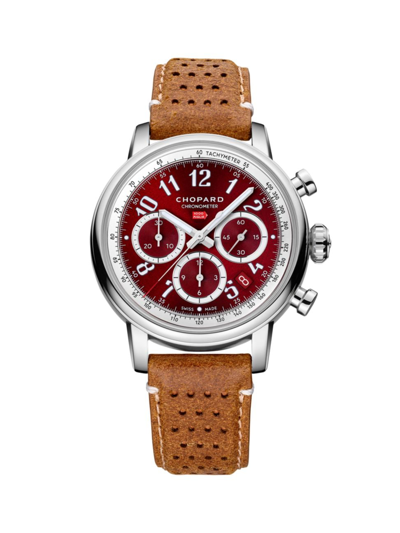 Shop Chopard Men's Classic Racing Stainless Steel & Leather Watch In Brown