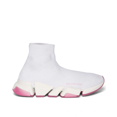 Shop Balenciaga Fabric Logo Sock Sneakers In White