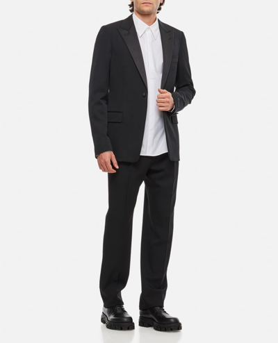 Shop Lanvin Wool Tuxedo Jacket In Black