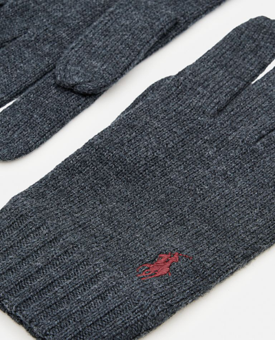 Shop Polo Ralph Lauren Signature Pony Knit Touch Gloves In Grey