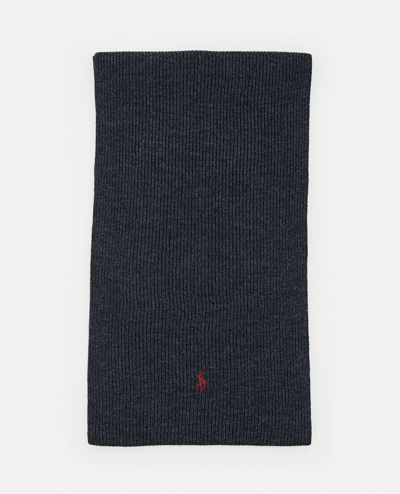 Polo Ralph Lauren Signature Pony Wool Scarf In Grey