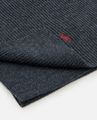 Polo Ralph Lauren Signature Pony Wool Scarf In Grey