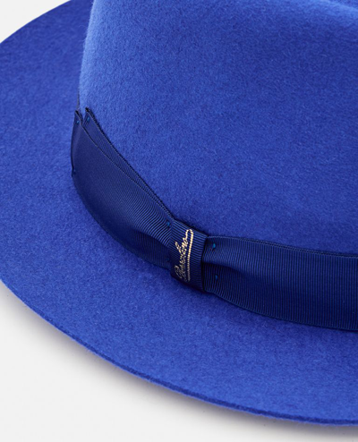 Shop Borsalino Brushed Felt Short Brim Fedora Hat In Blue