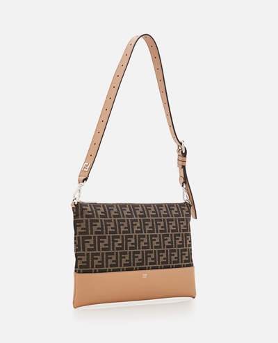 Shop Fendi After Small Jacquard Ff Bag In Beige