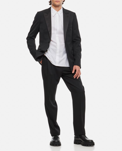 Lanvin Straight Leg Wool Trousers In Black