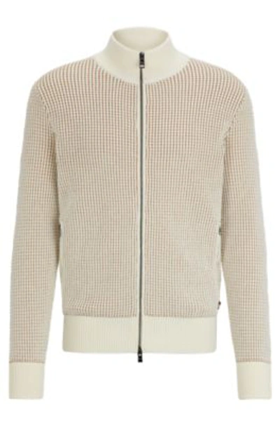 Hugo Boss Boss Mabeo Cotton & Wool Zip Cardigan In White