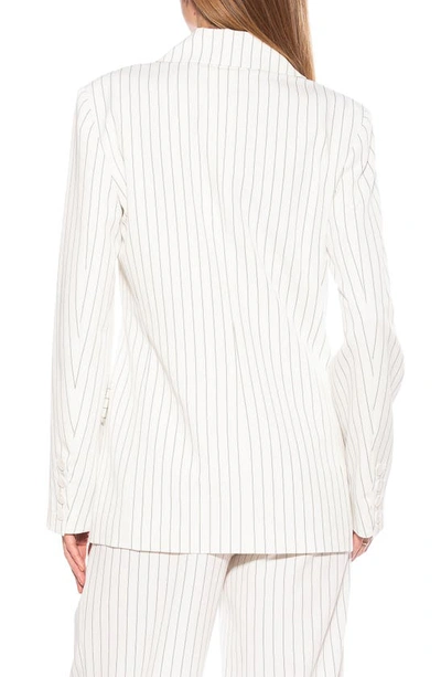 Alexia Admor Indigo Oversize Pinstripe Double Breasted Blazer In Beige Stripe
