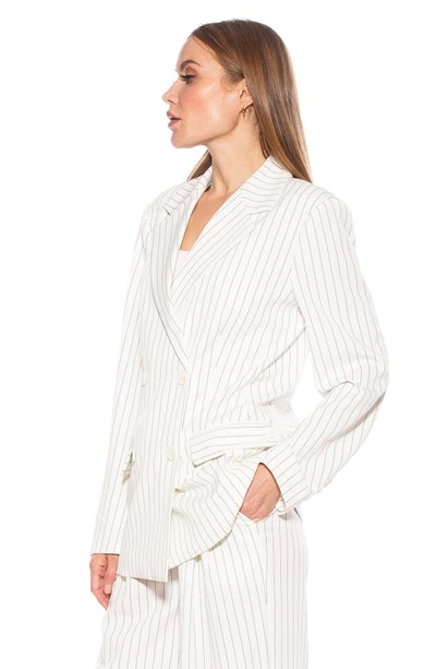 Shop Alexia Admor Indigo Oversize Pinstripe Double Breasted Blazer In Beige Stripe