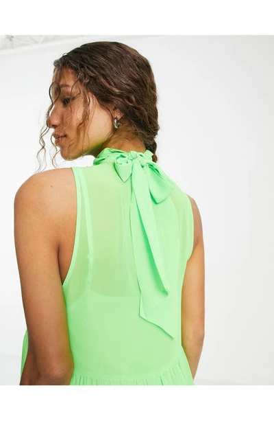 Asos Design Tiered Chiffon Midi Dress In Medium Green