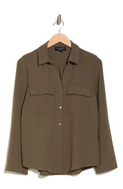 Shop Laundry By Shelli Segal Long Sleeve Blouse In Olive