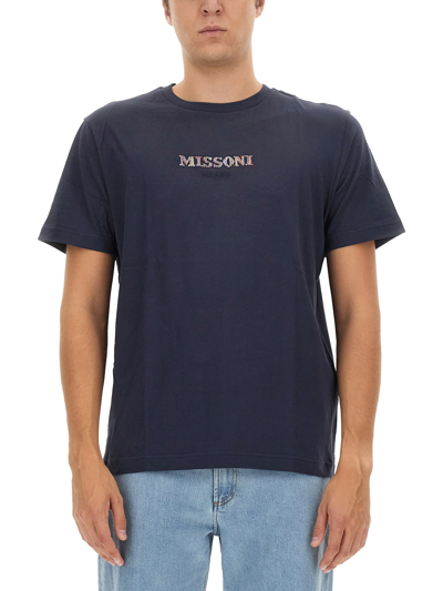 Shop Missoni T-shirt With Logo In Blue
