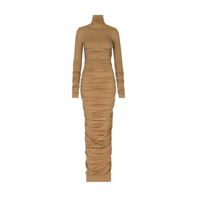Shop Dolce & Gabbana Jersey Wool Calf-length Dress In Light_hazel_1