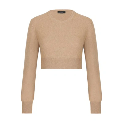Shop Dolce & Gabbana Cropped Wool And Cashmere Sweater In Dark_make_up