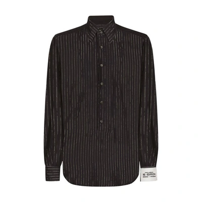 Shop Dolce & Gabbana Pinstripe Cotton Muslin Shirt In Striped
