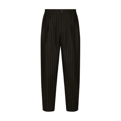 Shop Dolce & Gabbana Pinstripe Wool Pants In Striped