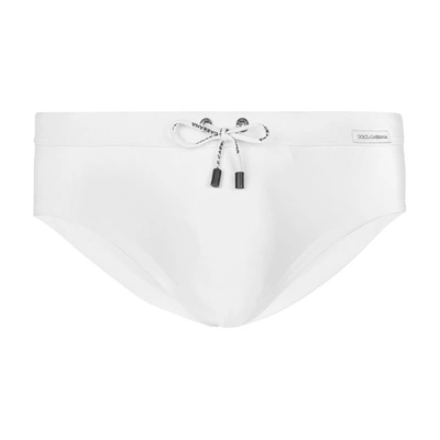 Shop Dolce & Gabbana Swim Briefs In Optical_white