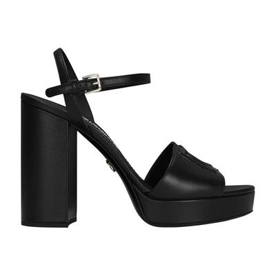 Shop Dolce & Gabbana Calfskin Platform Sandals In Black