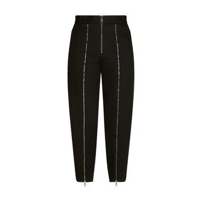 Shop Dolce & Gabbana Washed Stretch Gabardine Pants In Black