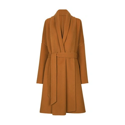 Shop Dolce & Gabbana Belted Oversize Cashmere Wool Coat In Ochre