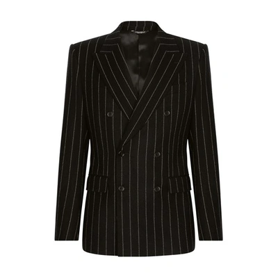 Shop Dolce & Gabbana Jacket In Pinstripe Stretch Wool In Striped