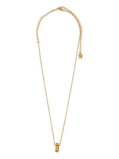 Shop Versace "greek" Nuts & Bolts Necklace In Gold