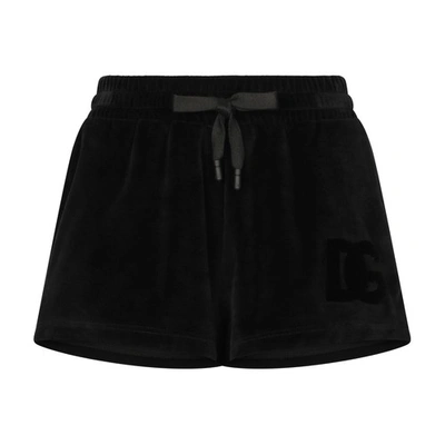 Shop Dolce & Gabbana Chenille Shorts With Embroidery In Black