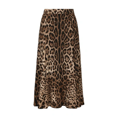 Shop Dolce & Gabbana Leopard-print Cady Circle Skirt In Leo_new