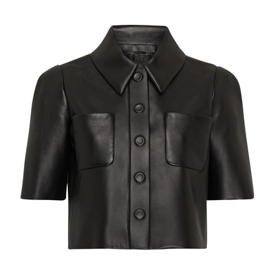 Shop Loewe Short Leather Shirt In Black