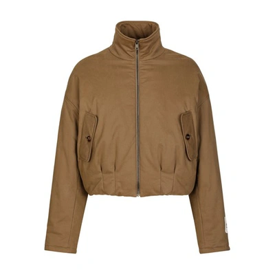 Shop Dolce & Gabbana Padded Washed Stretch Drill Jacket In Brown_grey_6