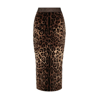 Shop Dolce & Gabbana Chenille Calf-length Skirt In Jacquard