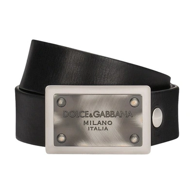 Shop Dolce & Gabbana Leather Belt In Black_nickel