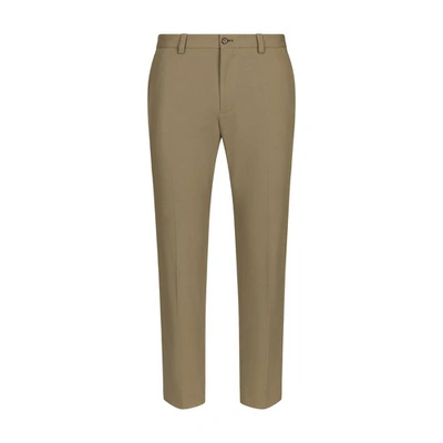 Shop Dolce & Gabbana Stretch Cotton And Cashmere Pants In Tobacco
