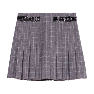 Shop Maje Short Pleated Skirt In Gris