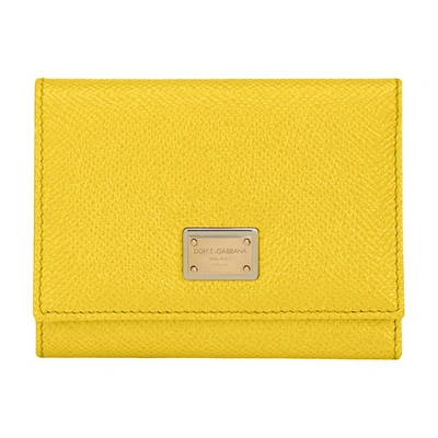 Shop Dolce & Gabbana Dauphine Calfskin Wallet In Yellow