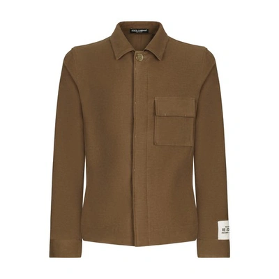 Shop Dolce & Gabbana Sporty Stretch Fustian Shirt In Brown_grey_6
